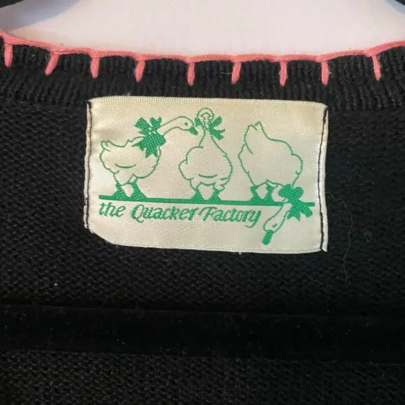 The Quacker Factory Black Knit Flamingo Sequin Tropical Cardigan Sweater 2XL - Picture 2 of 9